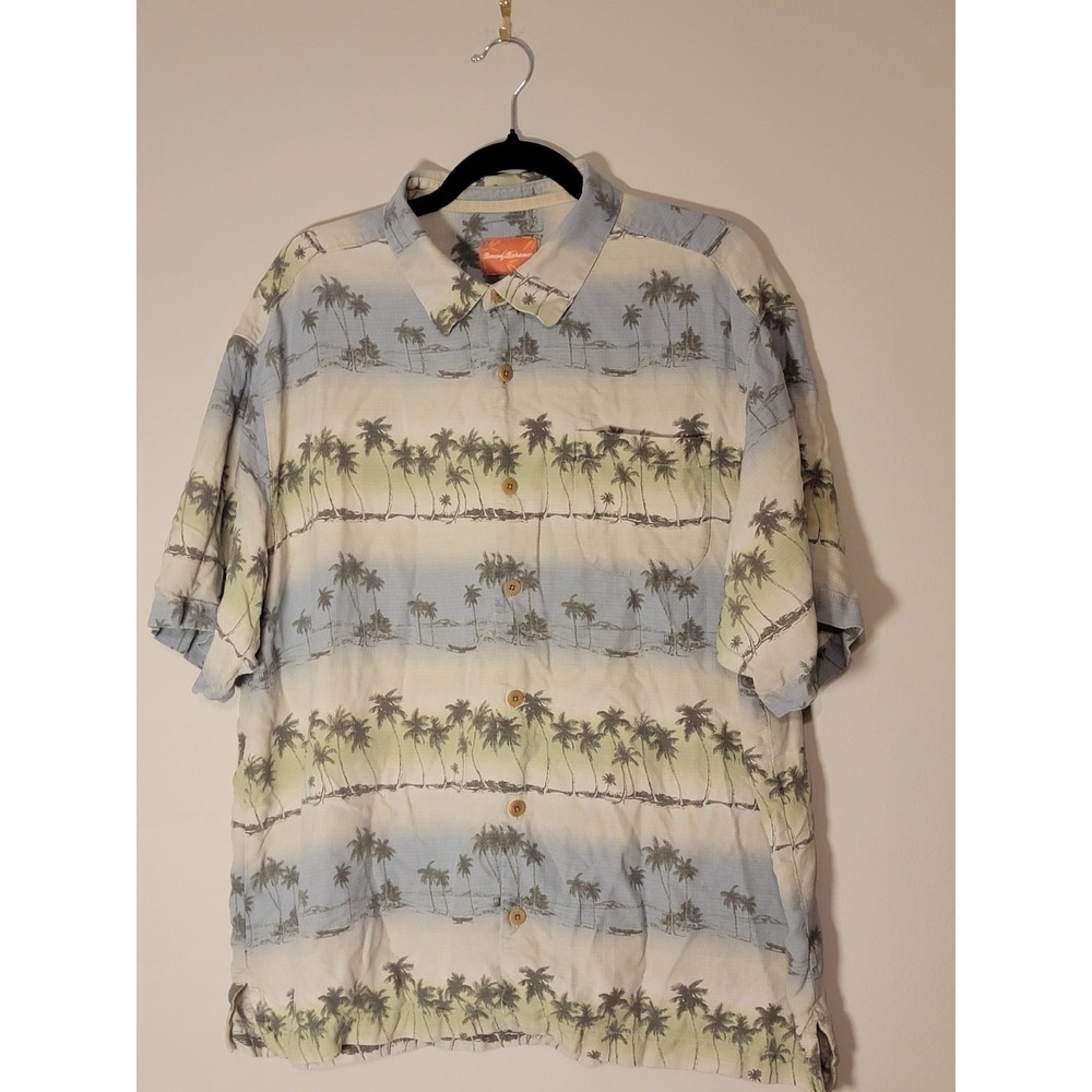 Tommy Bahama mens XL Hawaiian silk shirt‎ with palm trees - Excellent Condition